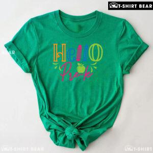 Hello Pre-K Pre-Kindergarten Apple Crayon Back To School T-Shirt