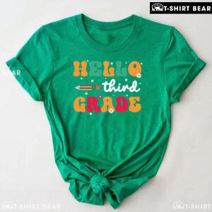 Hello Third Grade 3rd Grade Student Pencil Daisy Flower Back To School T-Shirt