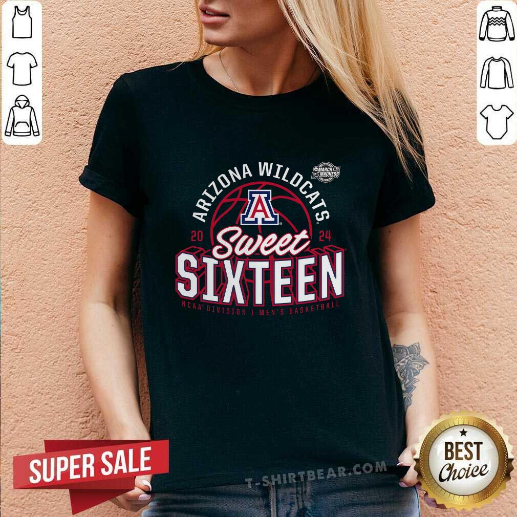 Arizona Wildcats 2024 NCAA Men's Basketball Tournament March Madness Sweet Sixteen Defensive Stance v-neck