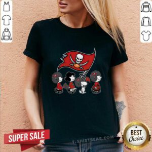 The Peanuts Snoopy And Friends Cheer For The Tampa Bay Buccaneers NFL V-neck