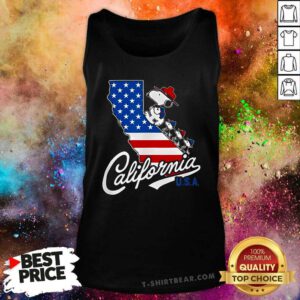 Funny Peanuts Snoopy Beagle Scouts California USA Flag Fill Tank-top