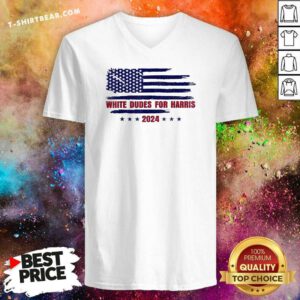 Official White Dudes For Harris 2024 President US Flag V-neck