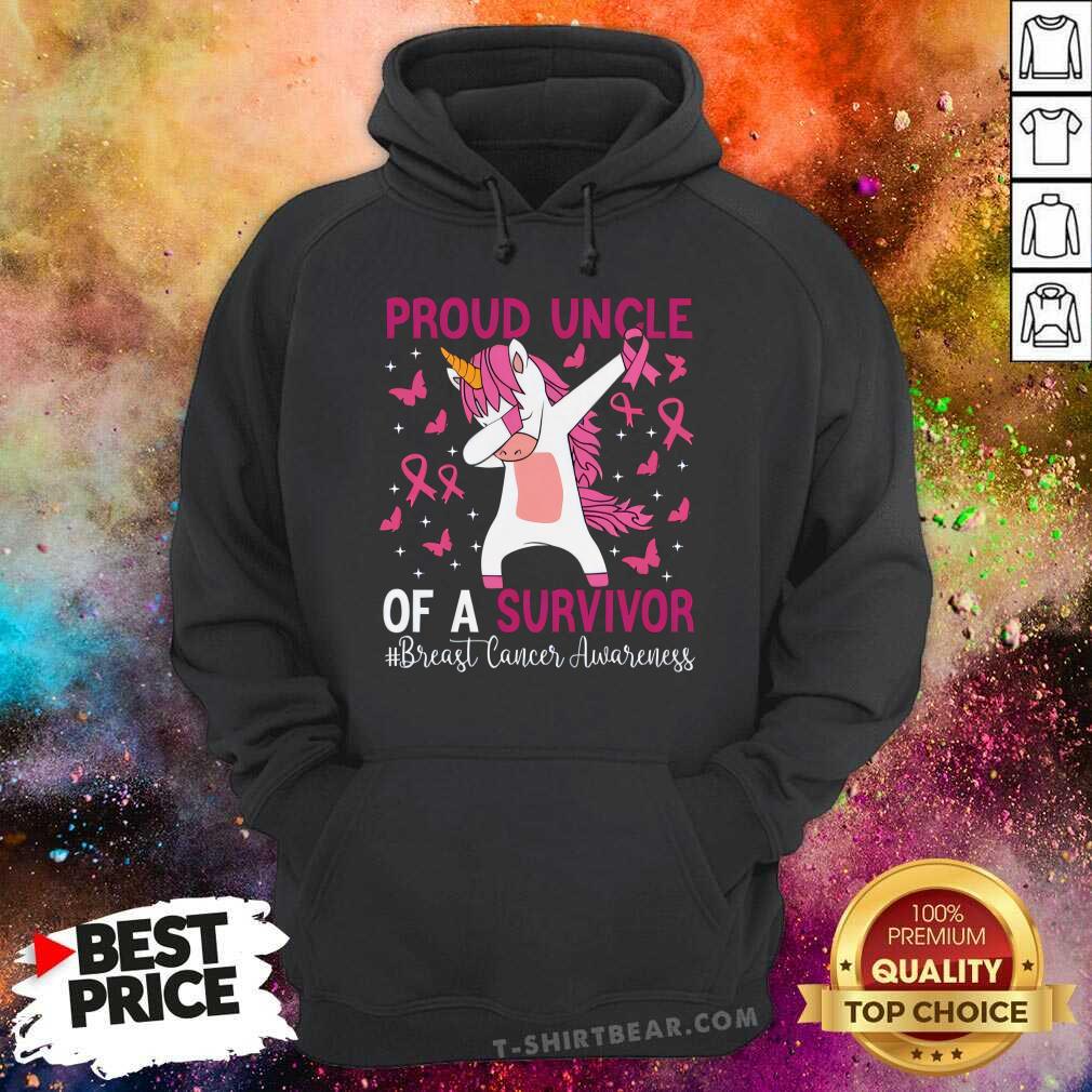 Top Proud Uncle Of A Survivor Breast Cancer Awareness Unicorn Hoodie