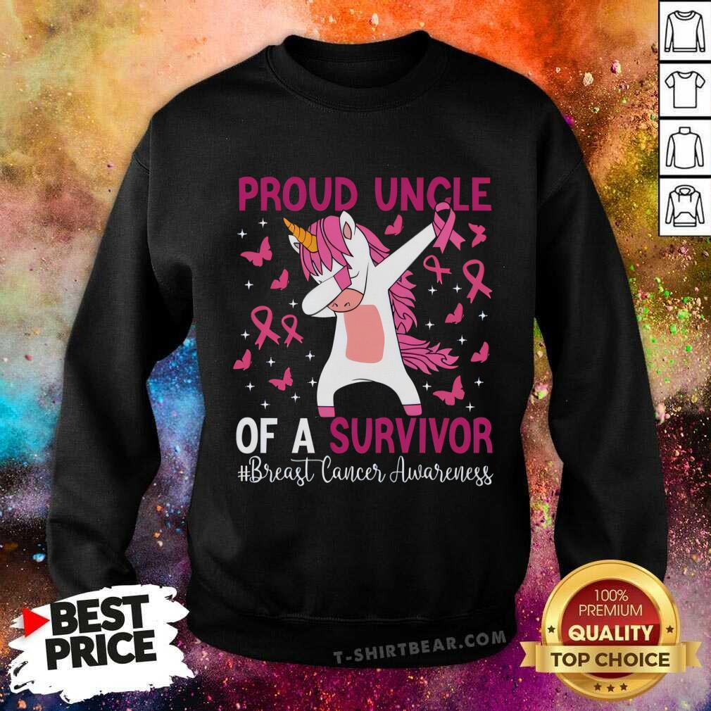 Top Proud Uncle Of A Survivor Breast Cancer Awareness Unicorn Sweatshirt