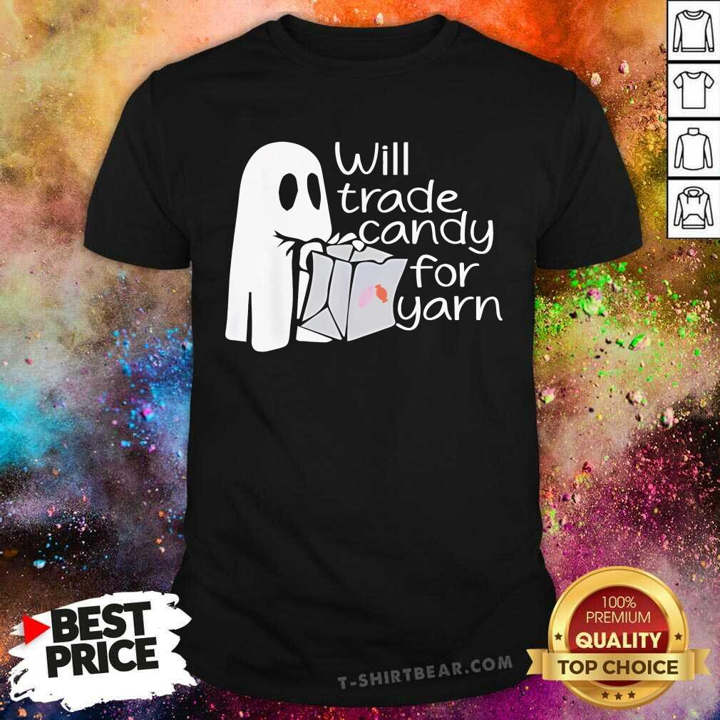 Official Will Trade Candy For Yarn Halloween Ghost T-Shirt