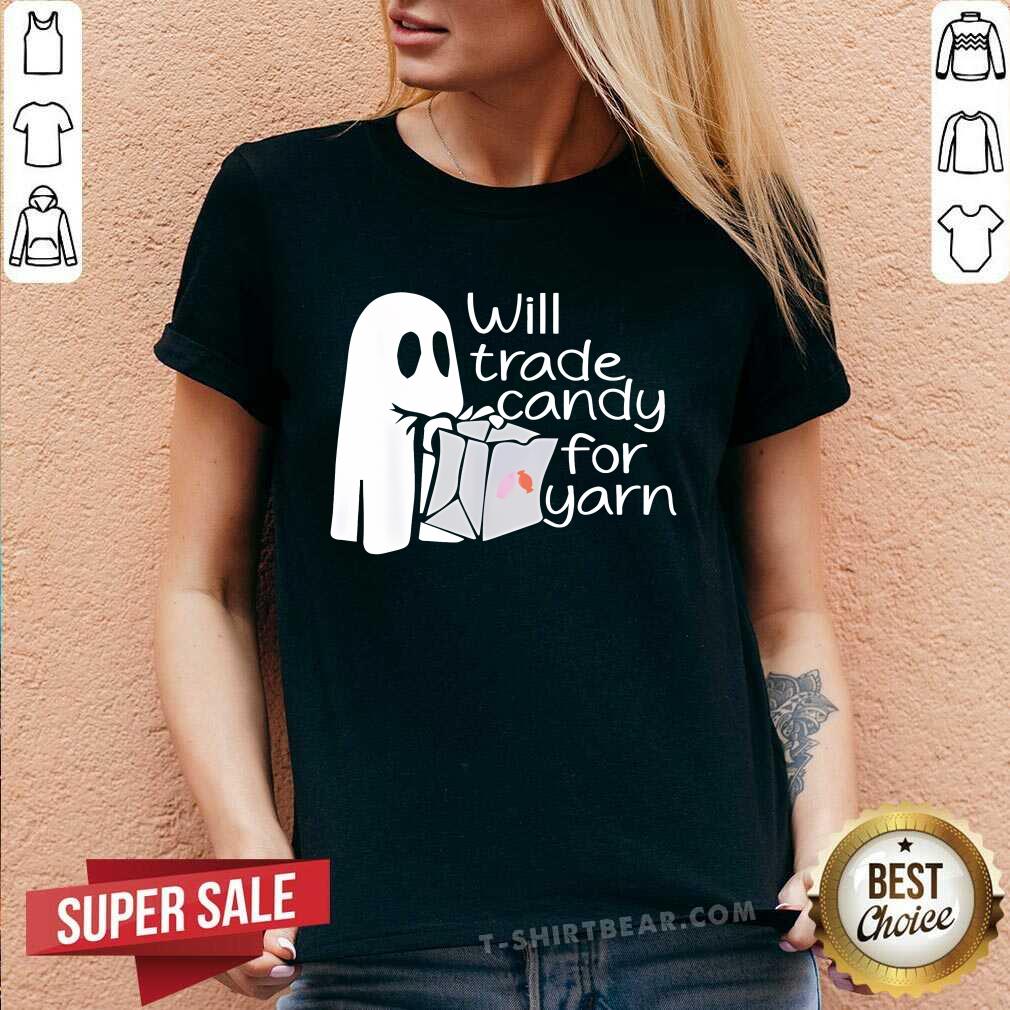 Official Will Trade Candy For Yarn Halloween Ghost V-neck
