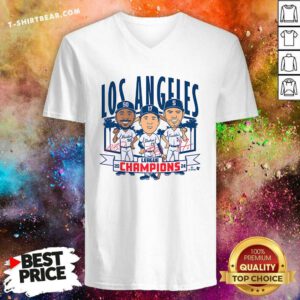 Awesome Los Angeles Baseball League Champions Caricatures V-neck