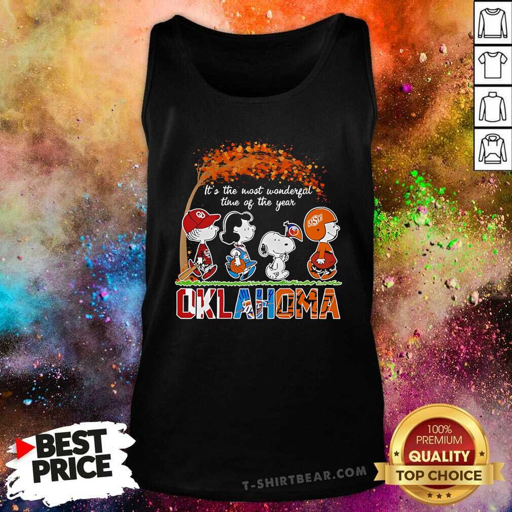 Original Snoopy Fall Oklahoma Sports The Most Wonderful Of The Year Halloween Tank-top