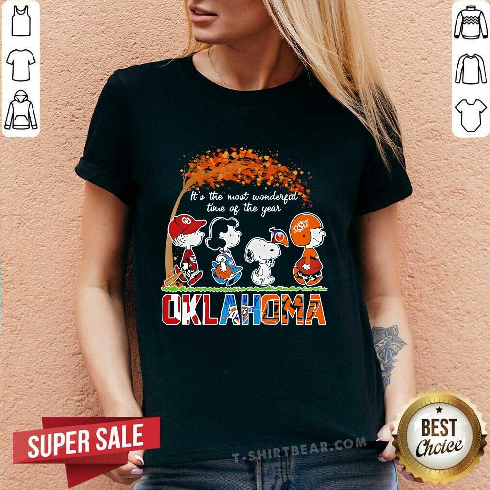 Original Snoopy Fall Oklahoma Sports The Most Wonderful Of The Year Halloween V-neck