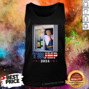 Premium Donald Trump Works The Fry Station And Holds A Drivethru Tank-top