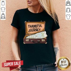 Pretty Thankful For The Journey Adventure Travel Map Thanksgiving V-neck