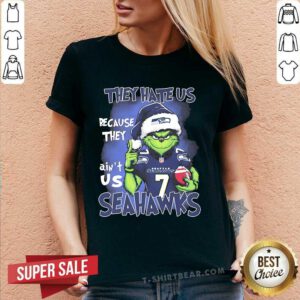 Top Santa Grinch They Hate Us Because They Ain't Us Seahawks V-neck