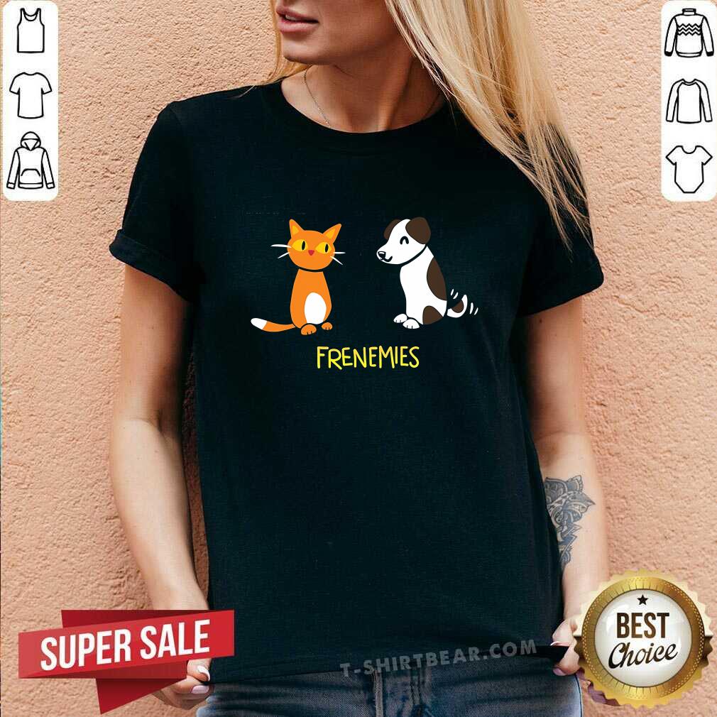 Funny Frenemies The Cat And The Dog V-neck