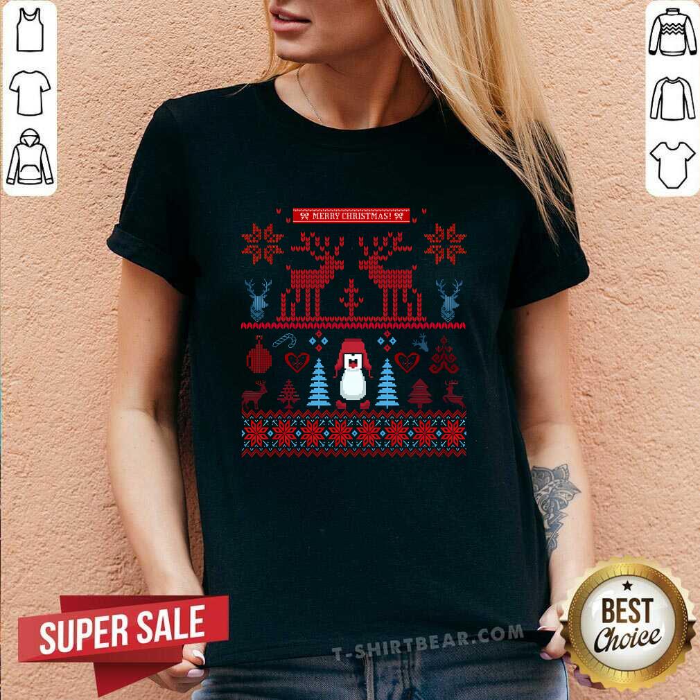 Nice Festive Christmas Pixel Knit V-neck