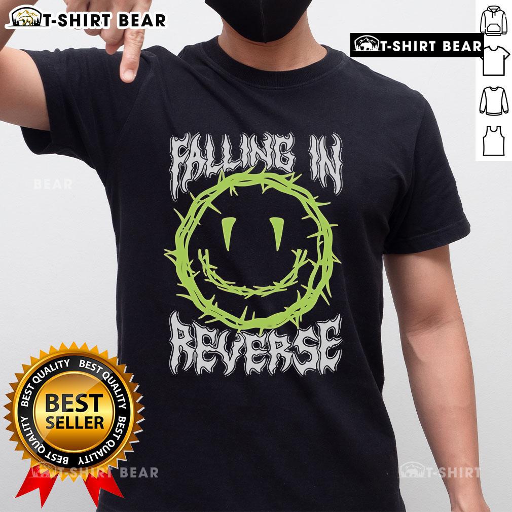 Official Falling In Reverse Smiley Thorns T-Shirt featuring a vibrant design with a smiley face and thorn graphics.