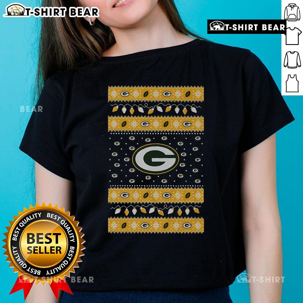 Official Green Bay Packers Holiday Christmas Ladies Tee featuring festive design and team colors, perfect for fans.