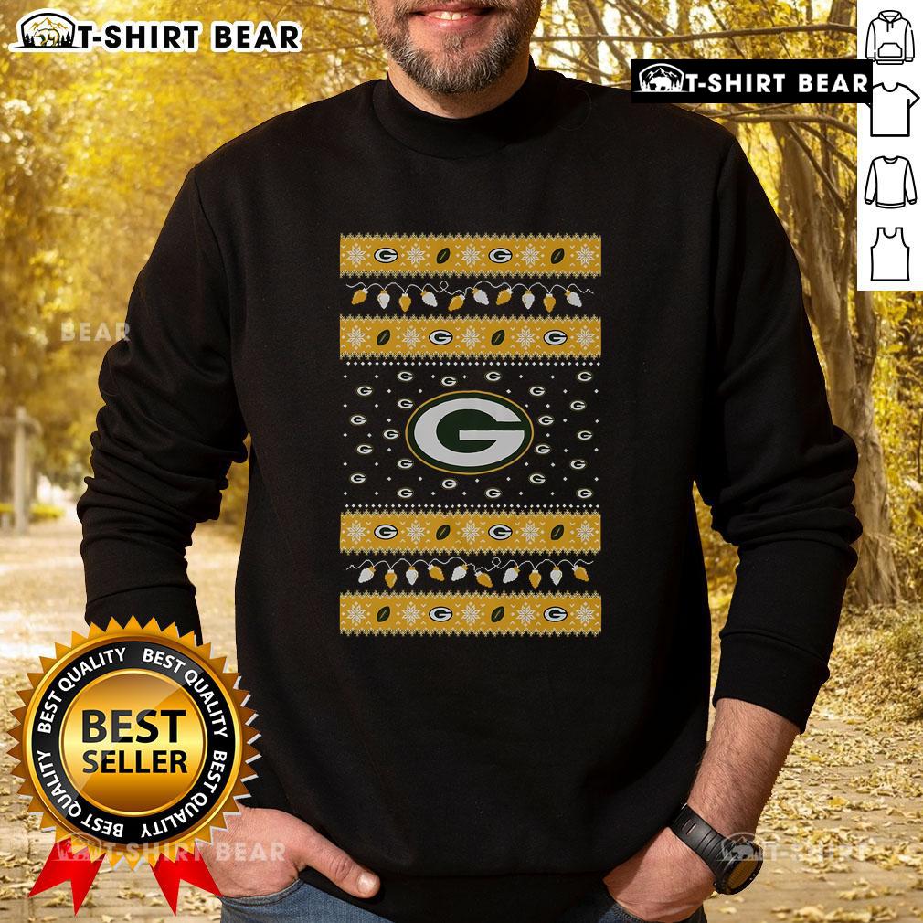 Official Green Bay Packers holiday Christmas sweatshirt with festive design, perfect for fans celebrating the season.