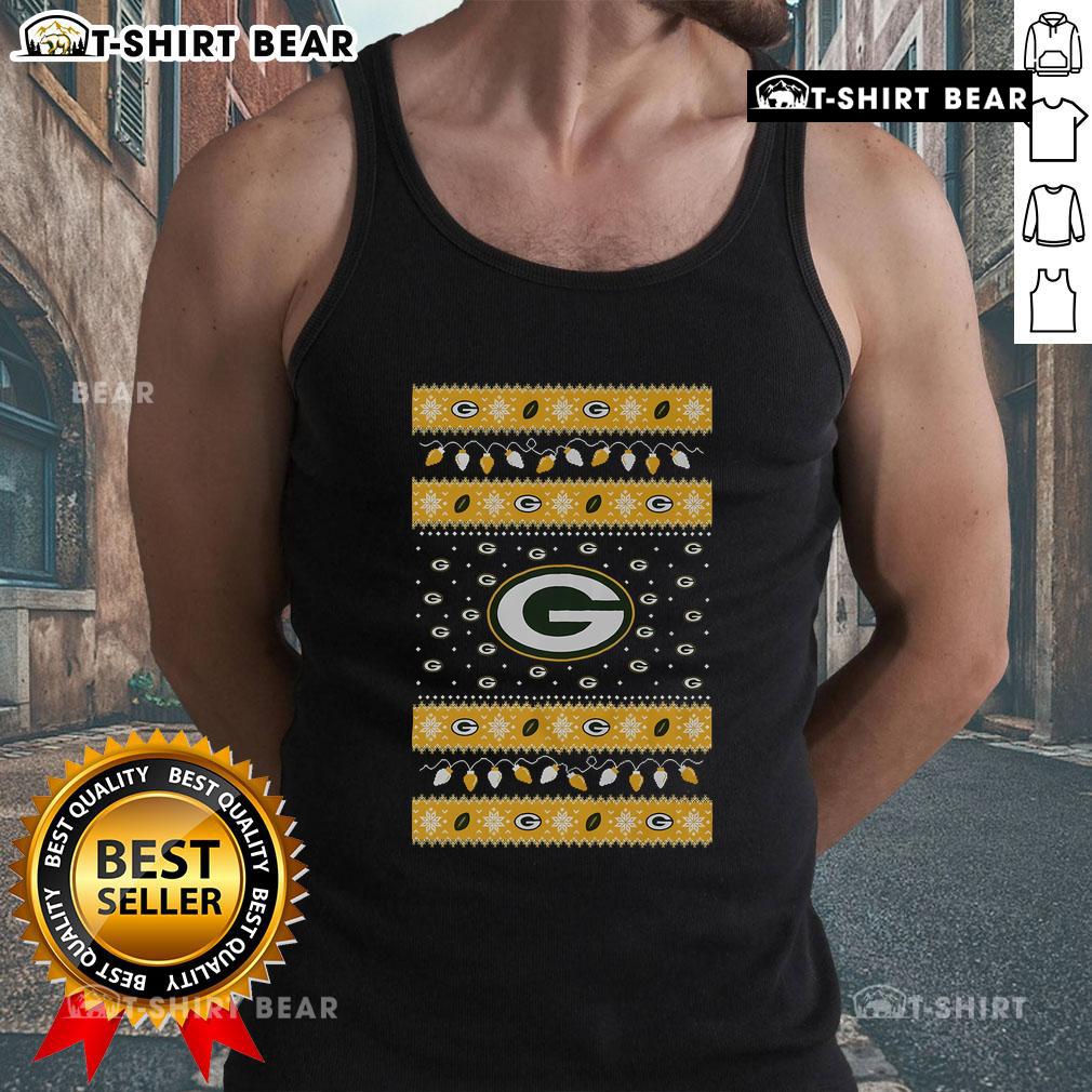 Official Green Bay Packers holiday Christmas tank top featuring team colors and festive design for fans and gifts.