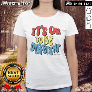Official 'It's Ok To Be Different' Tanner Smith Ladies Tee featuring a stylish design promoting individuality and self-acceptance.