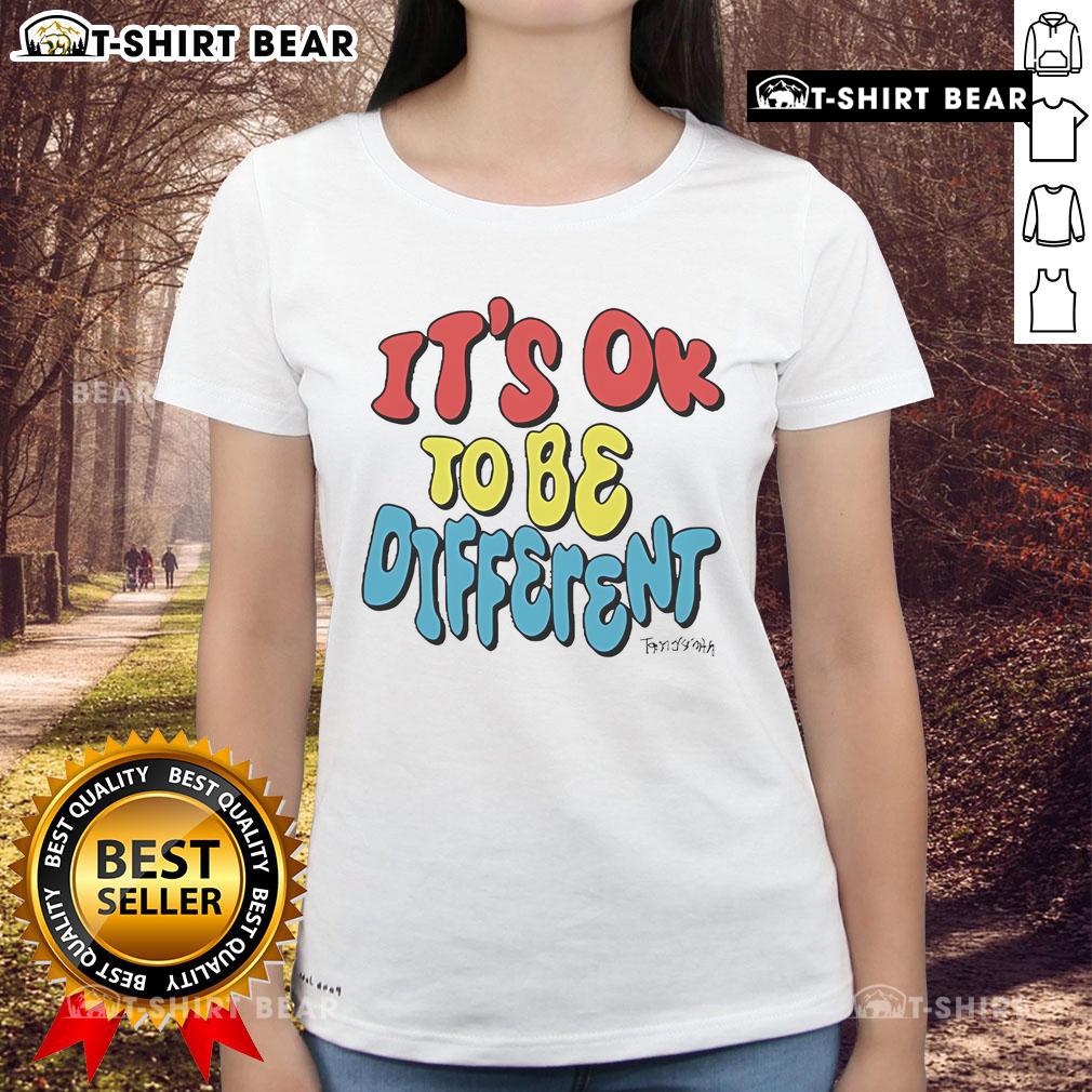 Official 'It's Ok To Be Different' Tanner Smith Ladies Tee featuring a stylish design promoting individuality and self-acceptance.