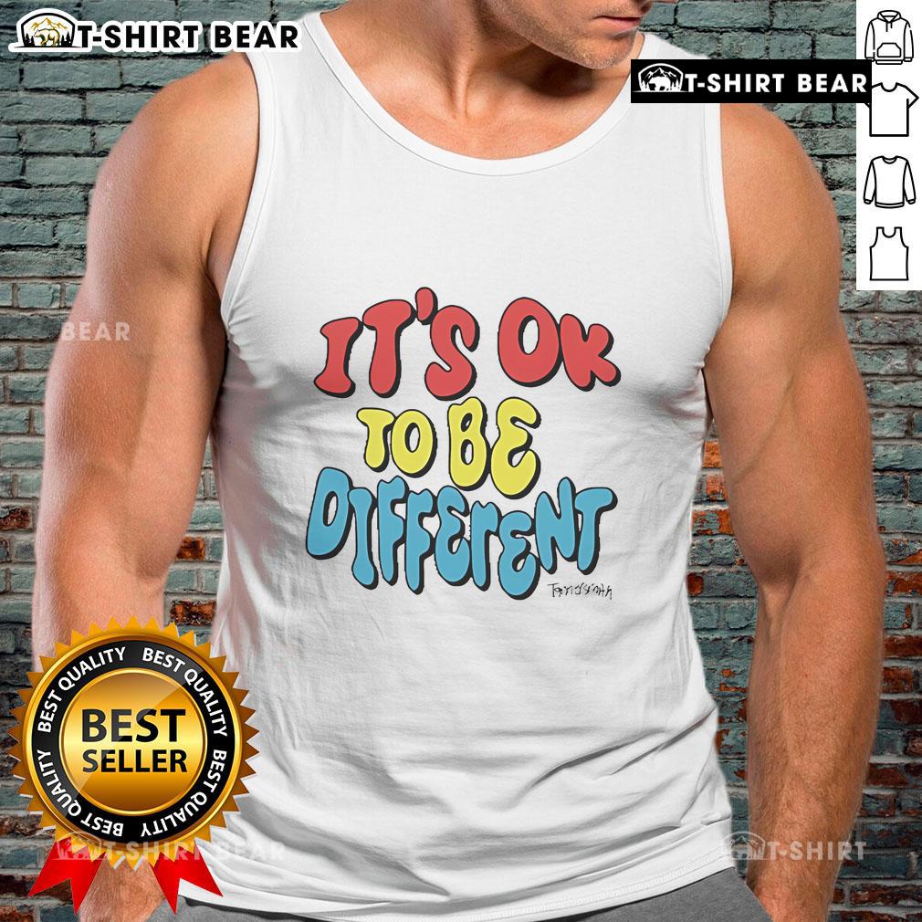 Official 'It's Ok To Be Different' Tanner Smith tank top showcasing a vibrant design promoting individuality and self-acceptance.
