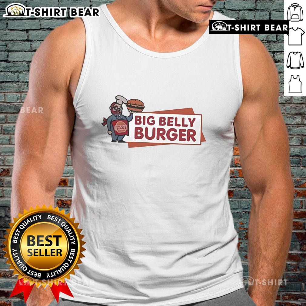 Jennifer Holland wearing a Big Belly Burger tank top, showcasing a trendy casual style for food lovers.
