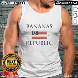 Alt Text: Vintage 1982 Johnny Bananas Banana Republic tank top featuring iconic graphic design, perfect for retro fashion lovers.