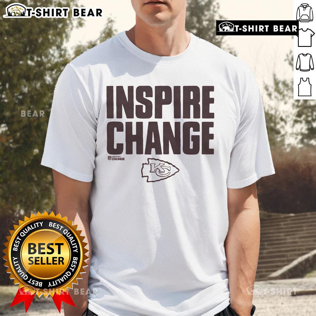 Official Kansas City Chiefs Inspire Change T-Shirt featuring vibrant team logo and motivational design in red and gold.