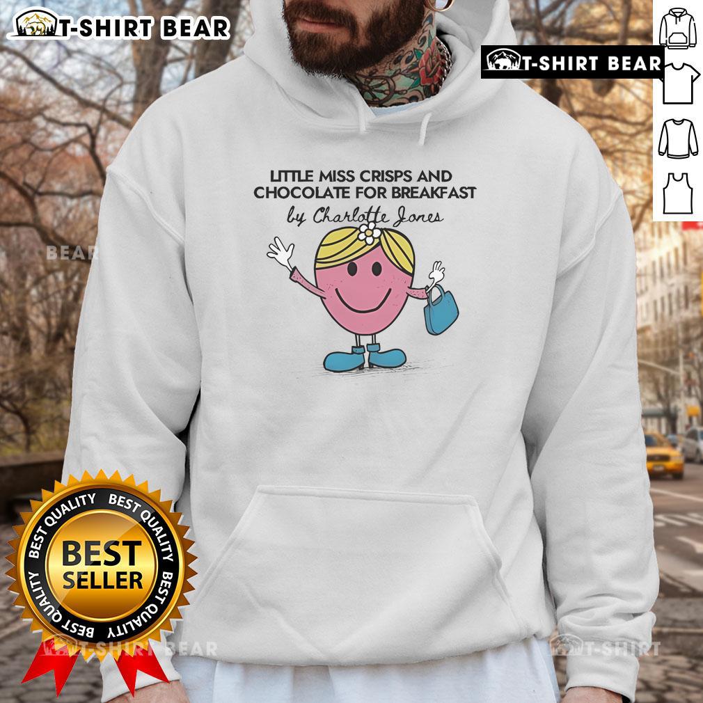Official Little Miss Crisps and Chocolate for Breakfast hoodie by Charlotte Jones, featuring vibrant design and cozy fit.