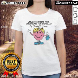 Official Little Miss Crisps and Chocolate for Breakfast by Charlotte Jones ladies tee featuring colorful design and playful graphics.