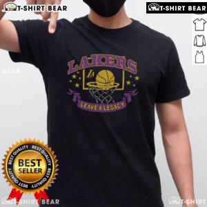 Alt Text: Official Los Angeles Lakers Leave A Legacy T-Shirt featuring team colors and logo, perfect for fans and collectors.