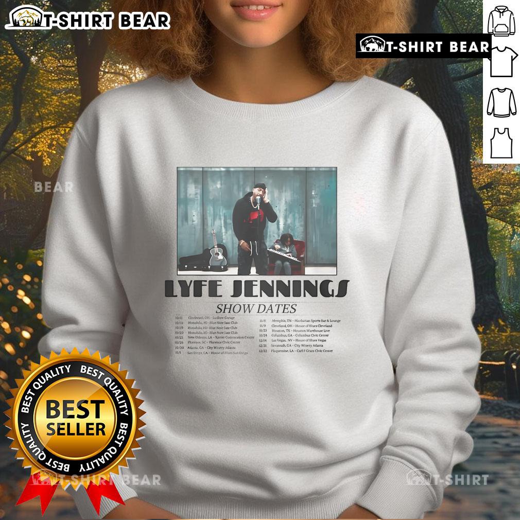 Official Lyfe Jennings Tour 2024 Sweatshirt featuring vibrant design and artist logo for fans of R&B music.