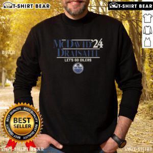 Alt Text: Official McDavid Draisaitl 24 Let's Go Oilers sweatshirt featuring team colors and logos, perfect for fans.