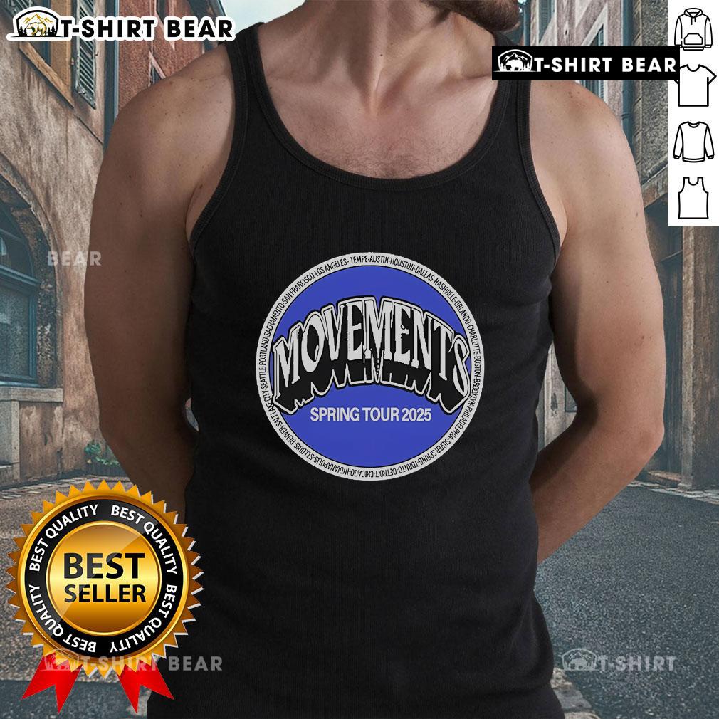Official Movements Spring 2025 Tour Tank Top featuring bold graphic design and vibrant colors for music fans.