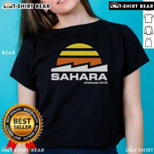 Alt Text: Official Mumbo Jumbo Season 6 Sahara Employee 2019 Ladies Tee featuring stylish design and vibrant colors.
