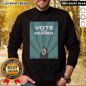 Alt Text: Official Mumbo Jumbo Season 7 Vote for Mumbo sweatshirt featuring vibrant graphics and comfortable design.