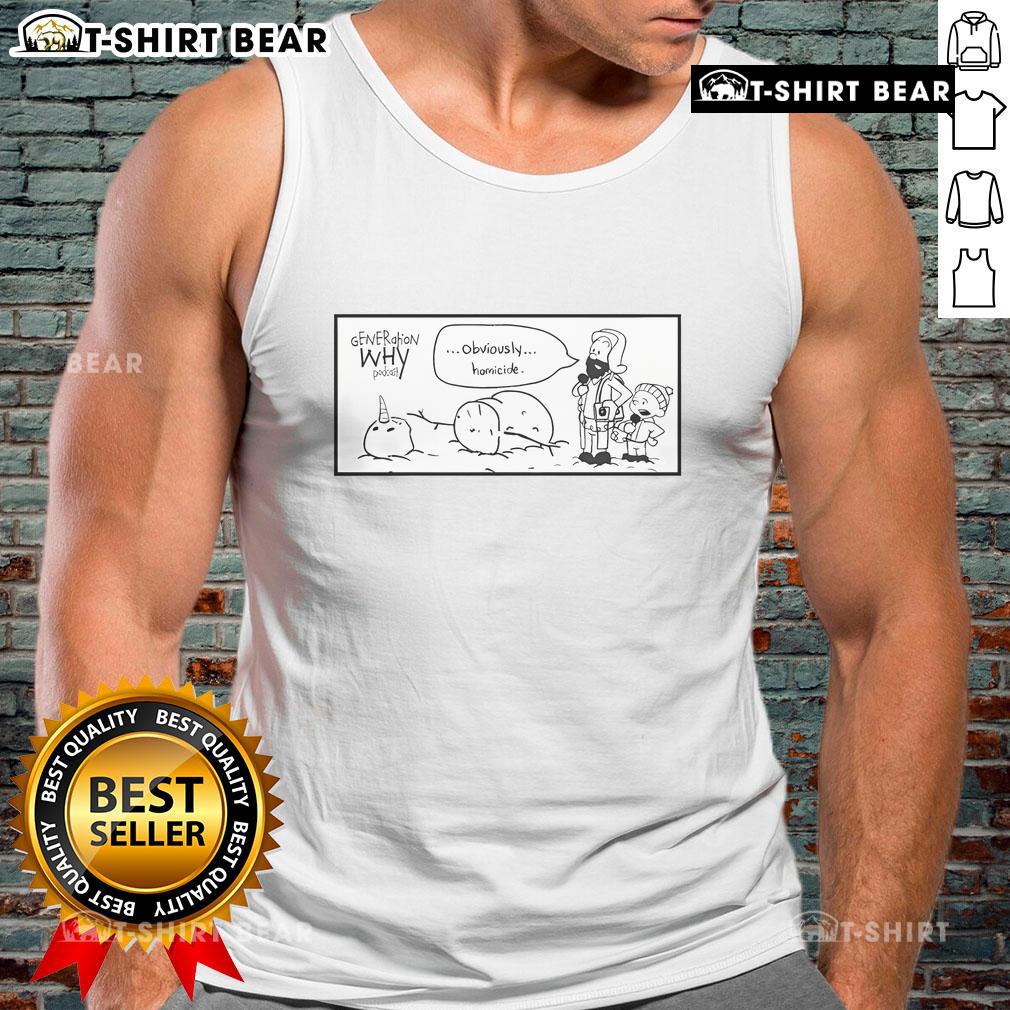 Official Obviously Homicide Generation Why Podcast tank top featuring bold logo and stylish design for true crime fans.