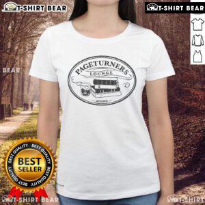 Official Pageturners Lounge logo on a stylish ladies' tee, perfect for book lovers and casual wear.