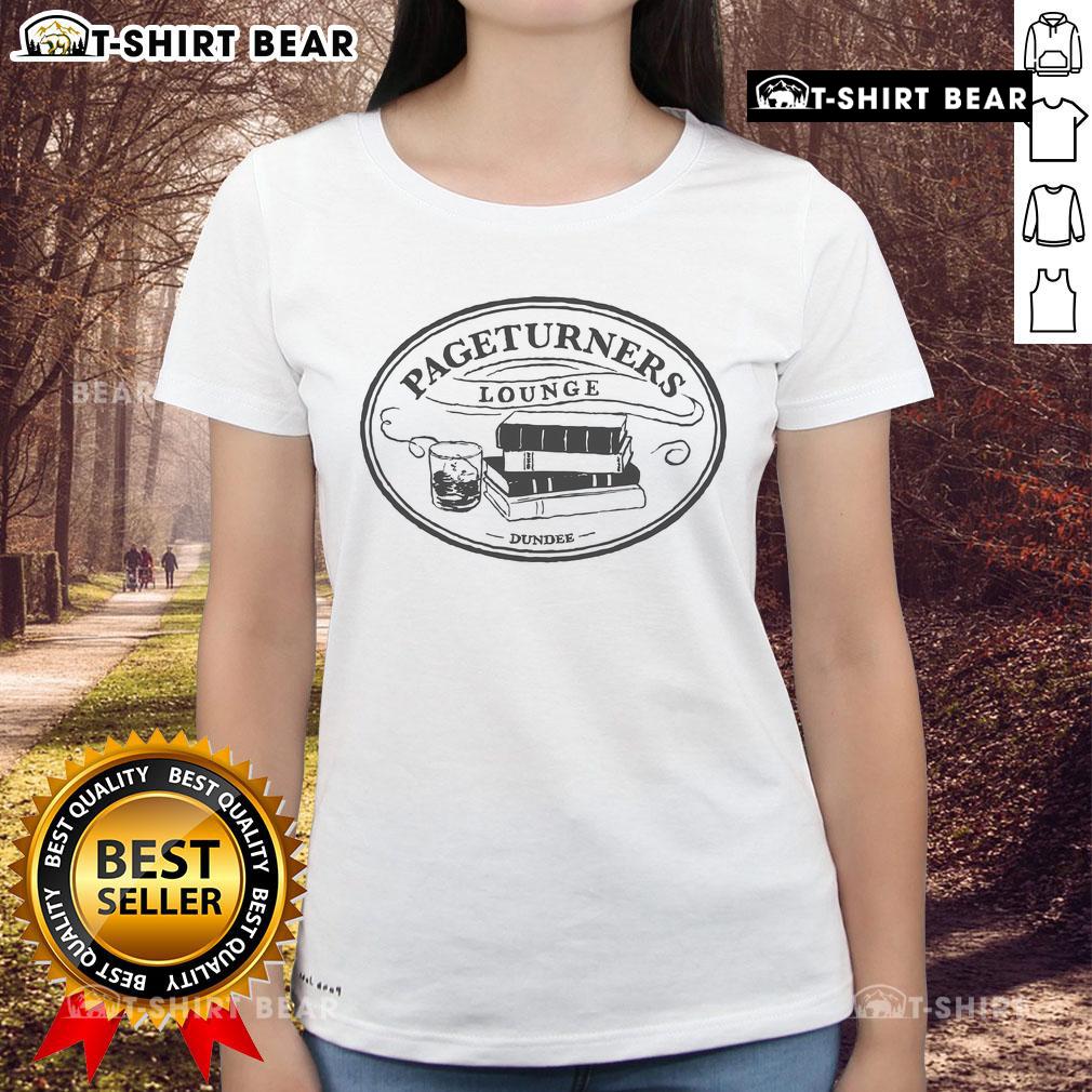 Official Pageturners Lounge logo on a stylish ladies' tee, perfect for book lovers and casual wear.