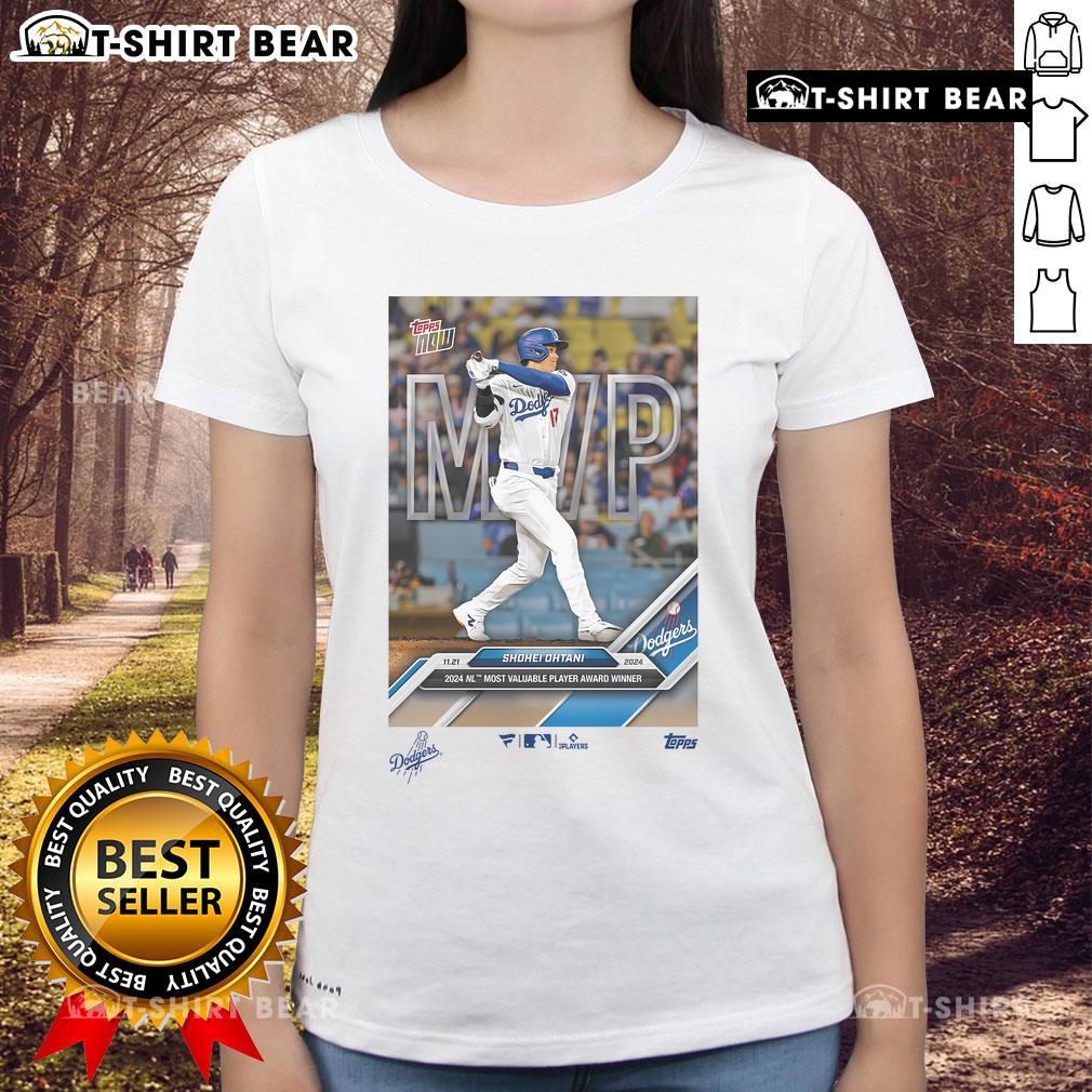 Official Shohei Ohtani Los Angeles Dodgers 2024 National League MVP Limited Edition Ladies Tee displayed on a mannequin.