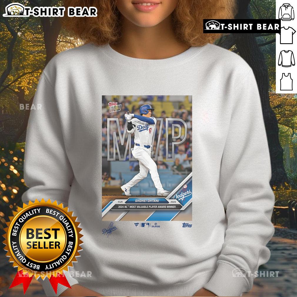 Limited edition Shohei Ohtani Los Angeles Dodgers 2024 National League MVP sweatshirt featuring vibrant team colors.