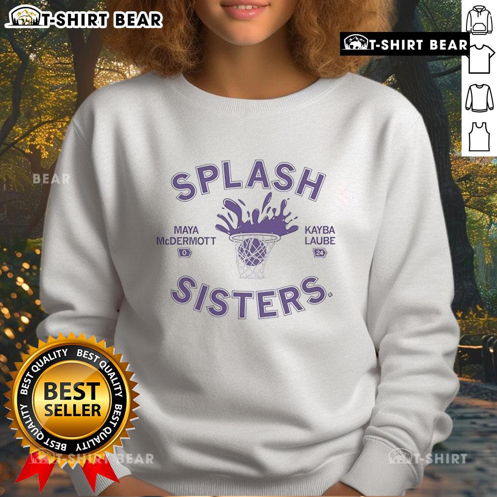 Official Splash Sisters sweatshirt featuring Maya McDermott and Kayba Laube, showcasing vibrant colors and stylish design.