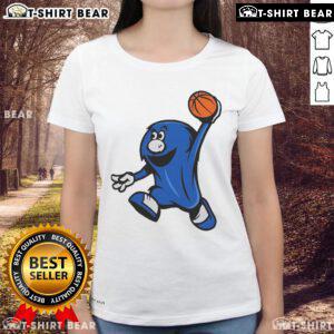 Official Xavier Musketeers blue basketball ladies tee featuring a stylish blue blob design for fans.