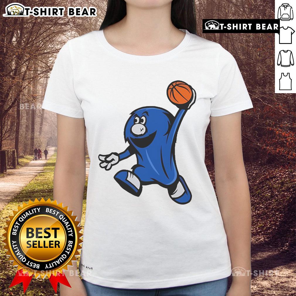 Official Xavier Musketeers blue basketball ladies tee featuring a stylish blue blob design for fans.