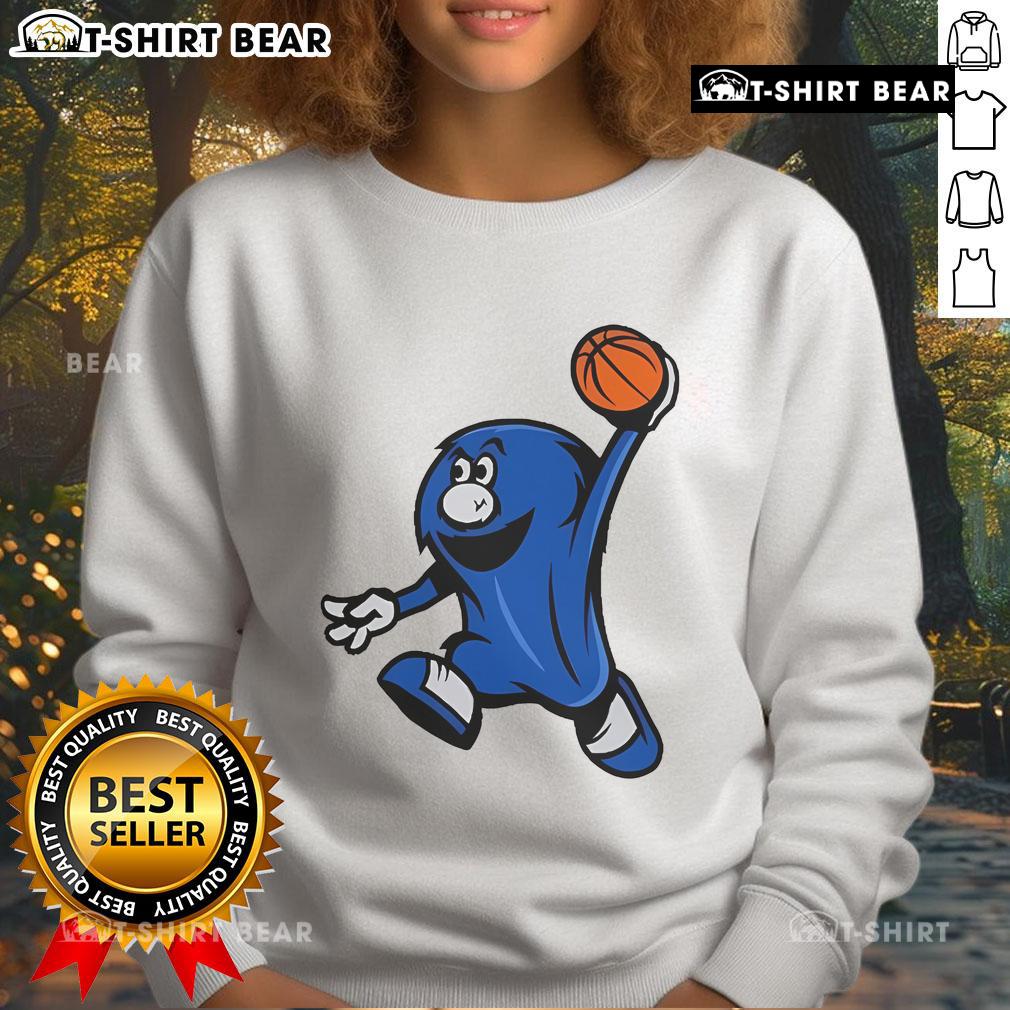 Official Xavier Musketeers blue basketball blob sweatshirt featuring logo and vibrant blue design for fans.