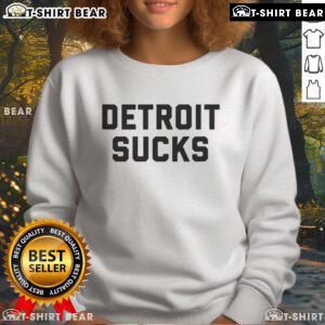 Premium Detroit Sucks Sweatshirt in black, featuring bold graphic text, perfect for expressing your Detroit sports rivalry.