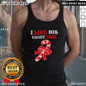 Funny couples matching Christmas tank top featuring 'I Like His Candy Cane' design for festive holiday spirit.