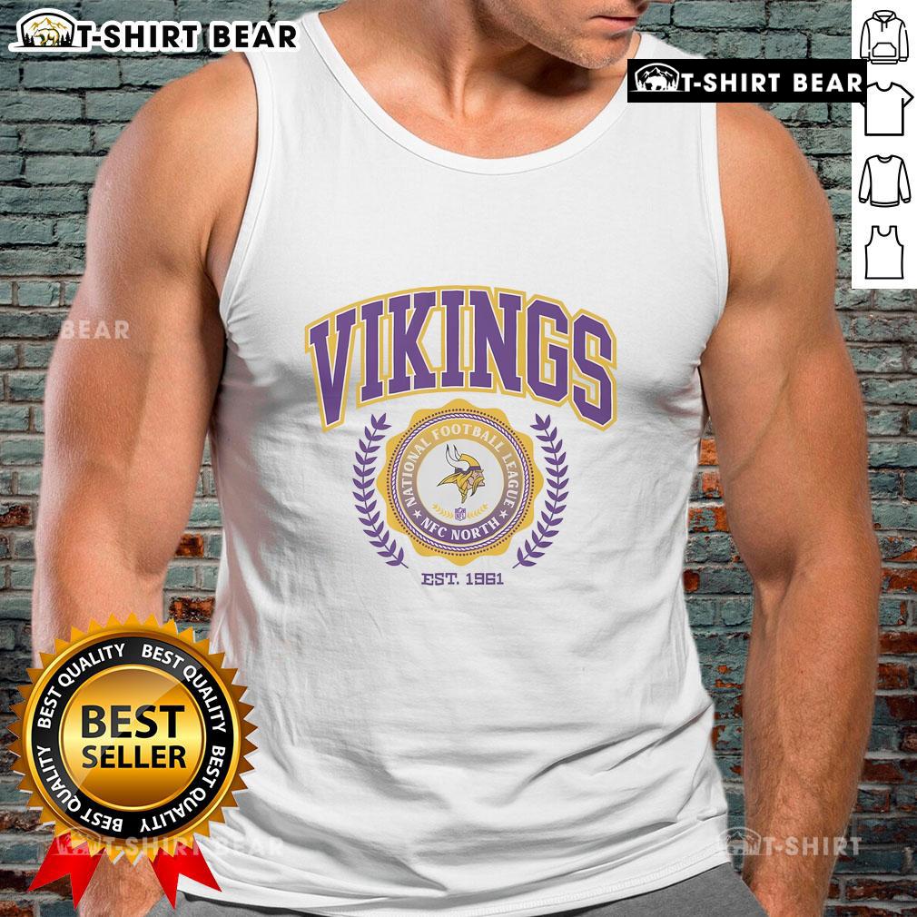 Premium Minnesota Vikings Team Crest Est. 1961 tank top showcasing the iconic logo in a stylish design.