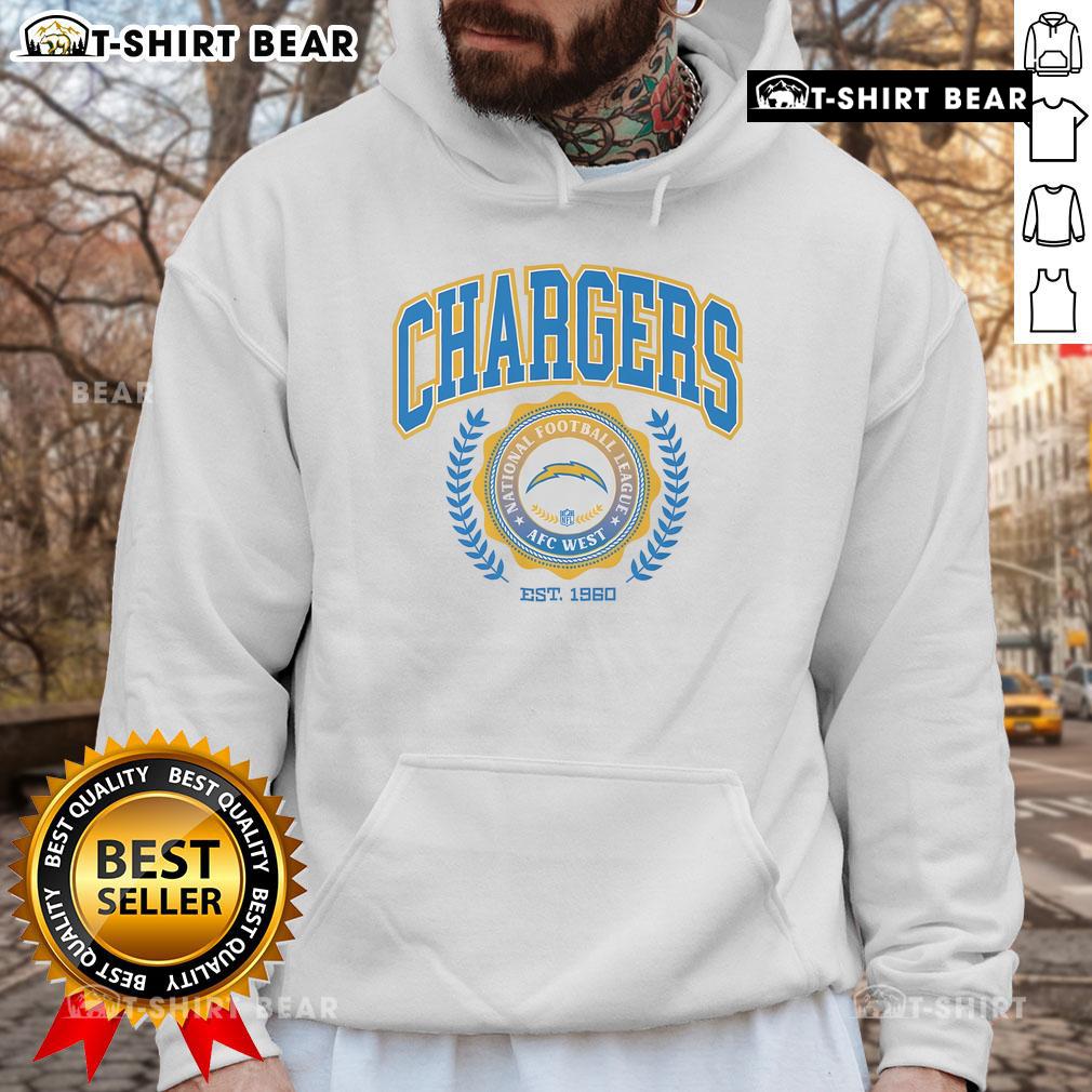 Los Angeles Chargers team crest hoodie, established 1960, featuring a stylish design perfect for fans.