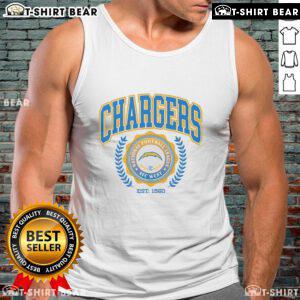Stylish Los Angeles Chargers team crest tank top, established 1960, perfect for fans and casual wear.
